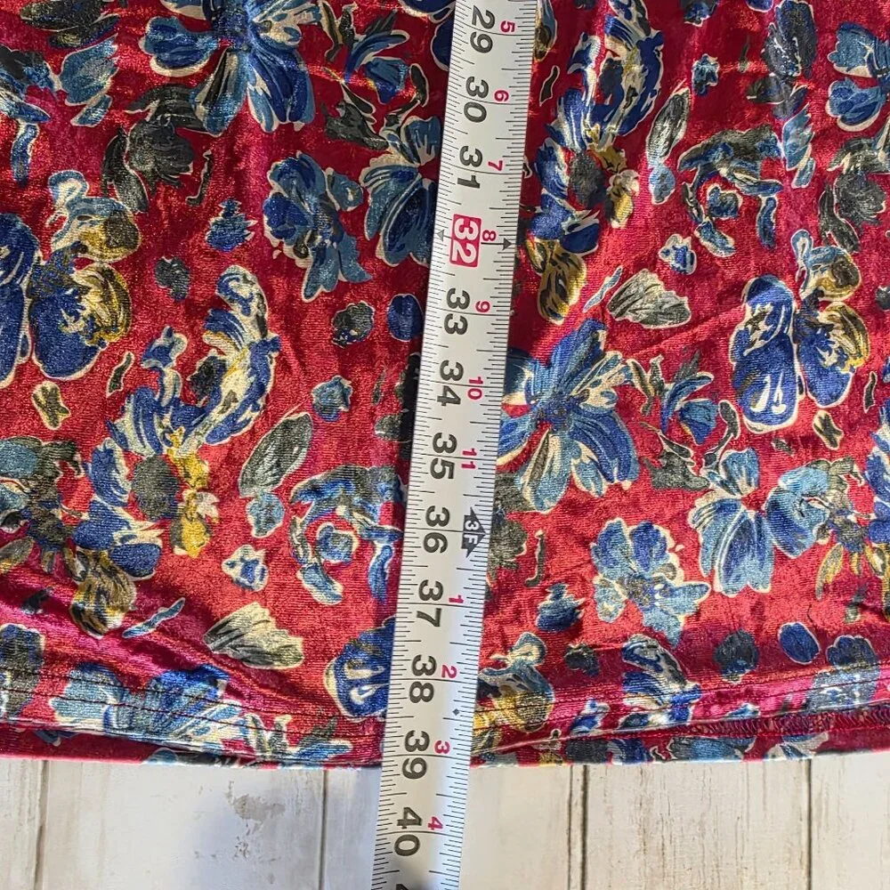 Natural Life Lisa Velvet Maxi Skirt Women Red Floral Large Boho Feminine - Picture 6 of 9